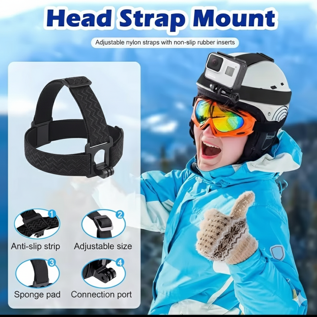 Action Camera Accessories Kit Head Strap Chest Strap Mount Adjustable Holder for GoPro Phone DJI Osmo SJCAM AKASO insta360