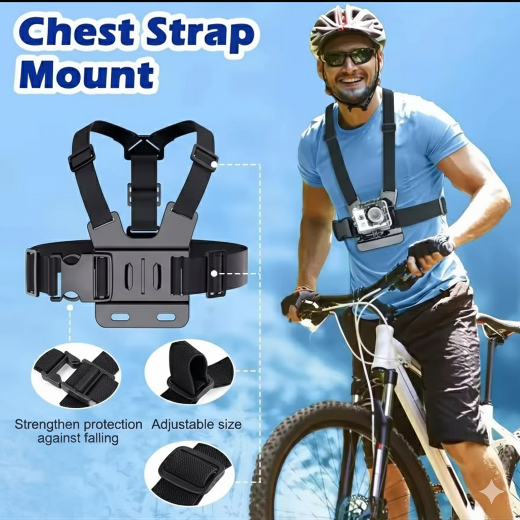 Action Camera Accessories Kit Head Strap Chest Strap Mount Adjustable Holder for GoPro Phone DJI Osmo SJCAM AKASO insta360